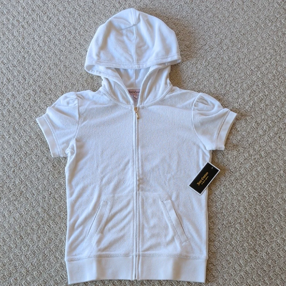Juicy Couture White Short Sleeve Hoodie - Picture 1 of 3